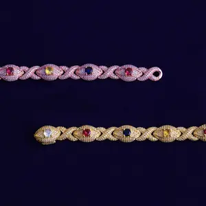 Colorful Eyes 8 Bracelet, Copper Inlaid With Zircon, Hip-Hop Personality Fashion, Unisex Hip-Hop Trendy Bracelet