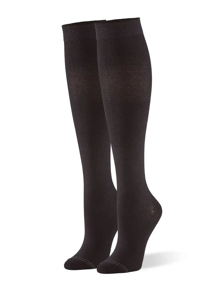 Women's Graduated Compression Knee Socks - Stylish Metallic-Rayon & Cotton Blend, Secure Fit for Sports, Dress & Outdoor Activities
