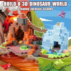 Dinosaur Toys 205Pcs Magnetic Blocks Build 3D Dinosaur World for Toddler Boys & Girls Ages 3+ STEM Sensory Building Sets Durable Creative Jurassic Scenes