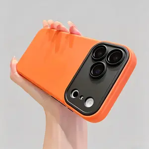 Luxury Contrast Color Imitation Liquid Phone Case with Built-in Lens Protector, Anti-Drop, Trendy Design, Compatible with iPhone 17, 16, 15, 14, 13 Series