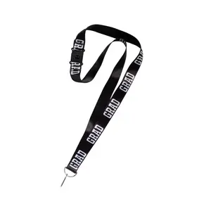 Nylon Grad Lanyards for Students, 12 Pc. Black 34" Breakaway Strap with "Grad" Text, Metal Clip for School IDs, Student