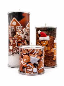Gingerbread Christmas Candle Wrap for Wrap A Candle Base | Holiday Cookie Decorative Wrap | Festive Christmas Decor | Cozy Kitchen & Table Styling | Reusable Candle Wrap