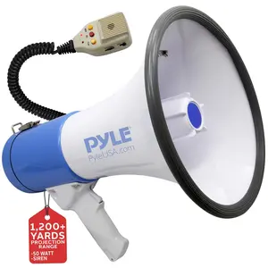 50W Megaphone Speaker, Loud Sound, Rechargeable Battery, 10-Second Record