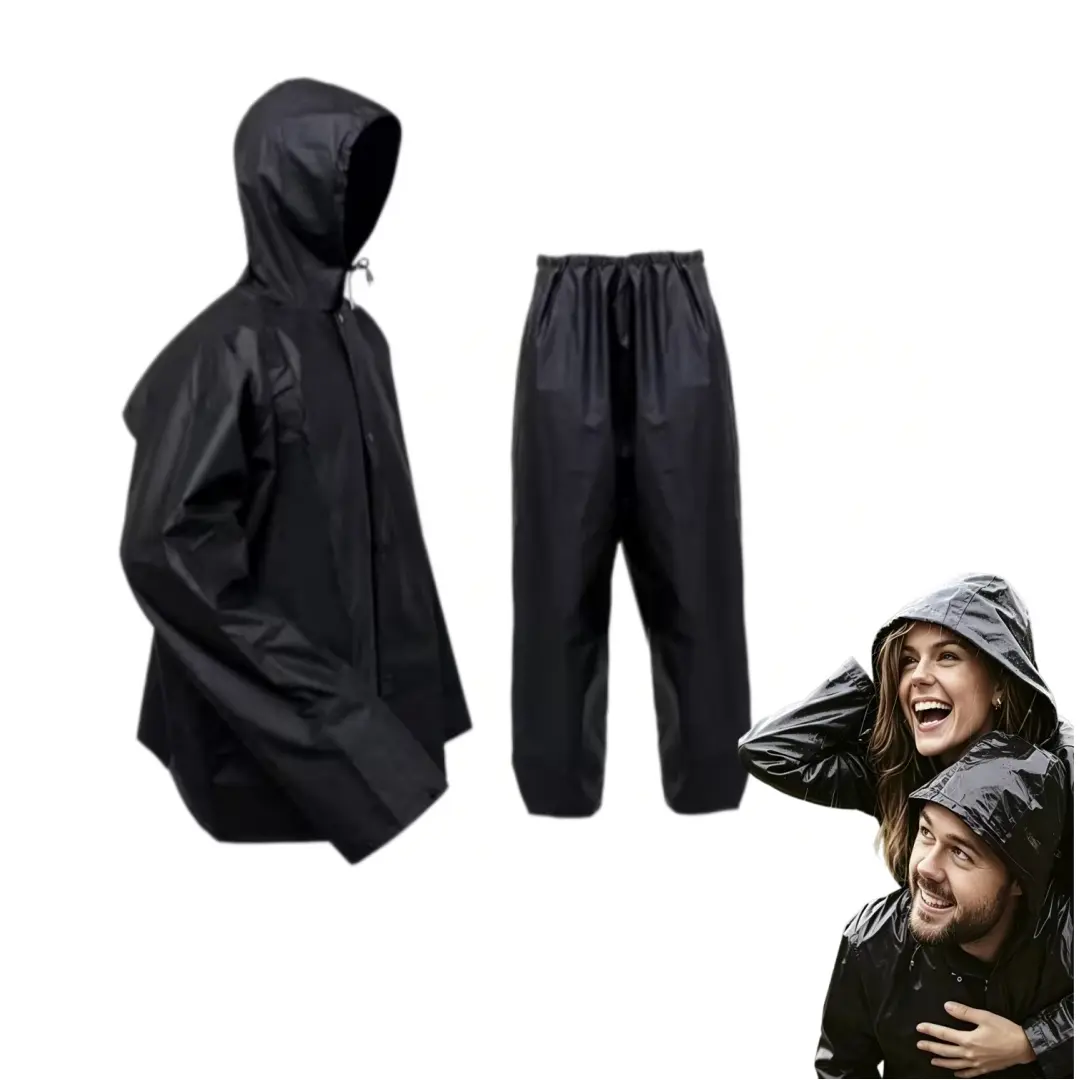 Ultra-Lite Rain Coat with Pants for Men Women, Waterproof Rain Suit for Sport, Rain Suits Lightweight Rain Gear,Hiking,Travel Running，black