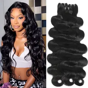 【JOPEAR】28 30 Inch Virgin Pure Brazilian Weave Raw Hair Extensions 16A Loose Body Wave Bundles Natural Black Color 100% Unprocessed Remy Human Hair 3 4 Bundle #Summer