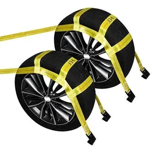 Tow Dolly Basket Strap System with Hook-Universal Tow Dolly Strap for 15"-19" Tires, 2 Pack-Yellow-10000 lbs Capacity