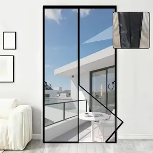 AIYYIPA Stylish Magnetic Screen Door - Elegant Black Self-Closing Mosquito Net Door Curtain, No-Drill Installation, Pet-Friendly, Thickened Mesh Summer Insect Net for Bedroom, Bathroom, Balcony & Kitchen, Household Screen Door
