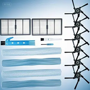 Robot Vacuum Accessories Kit - 2 Rubber Brushes, 4 Filters, 6 Side Brushes - Compatible with Wi-Fi Connected Series - Reusable Cleaning Parts - High-Performance Replacement Set - Easy Maintenance Essentials