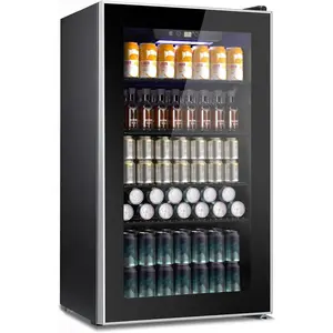 COWSAR Beverage Refrigerator and Cooler, Mini Fridge 48-130 Can, Little Cooler with Digital Display 32~61℉, Small Refrigerator with 4 Shelves for Home Office, Bedroom, Garage, Game Room, 1.3-4.4 Cu.Ft