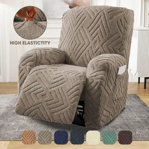 1/2/3 Seater Soft Recliner Chair Covers Plush Recliner Sofa Slipcover Stretch Recliner Slipcover for Lazyboy Chair with Storage Pocket Furniture Protector for Living Room