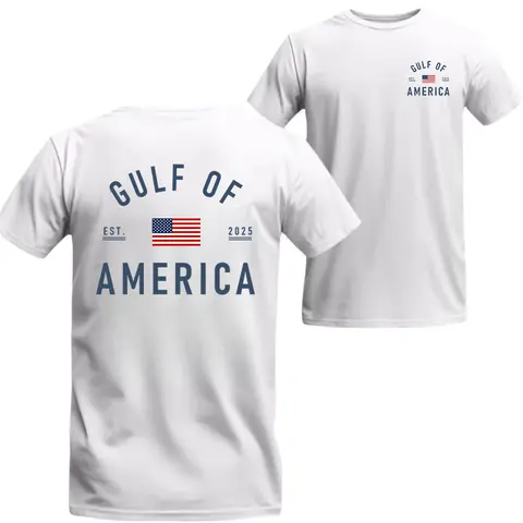 Gulf of America Patriotic T-Shirt, Unisex USA Flag Graphic Top in Soft, Casual Round Neck  Sleeve, Gift for Father