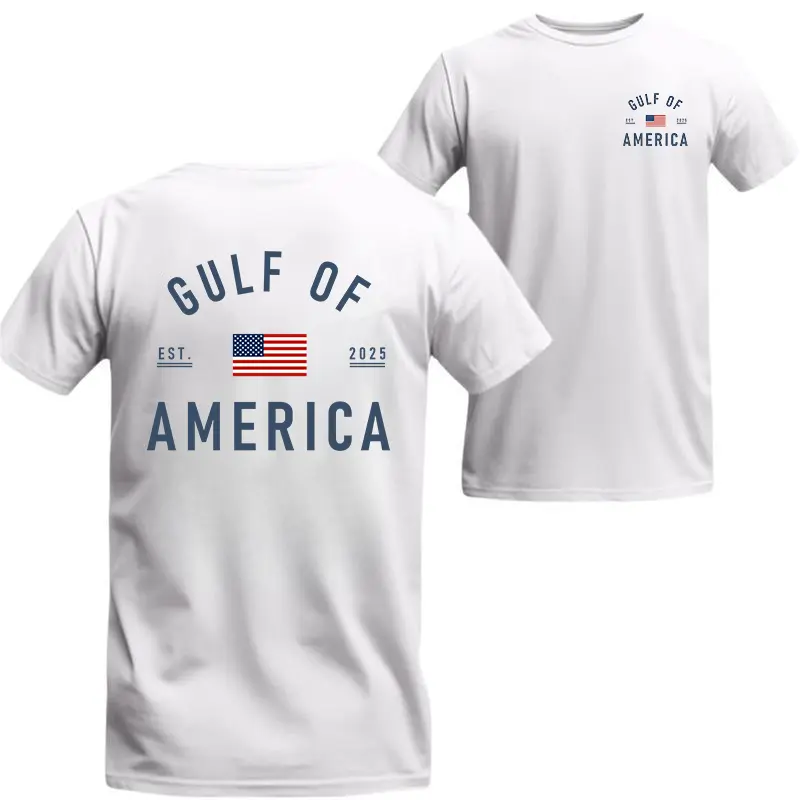 Gulf of America Patriotic T-Shirt, Unisex USA Flag Graphic Top in Soft, Casual Round Neck  Sleeve, Gift for Father
