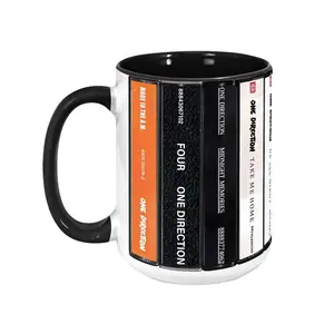 One Direction Cassette Mug, Retro Album Spines Coffee Cup, 1D Boy Band Fan Gift, Harry Styles Music Decor