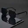 ShineThru Unisex Retro Classic Squarebody Sunglasses - 1 Pair Plastic Semi-Rimless Double Beam, UV Protection Polycarbonate Lens, Men's Accessories, Gifts for Him, Silver&Grey Party Wear Fashion Accessory,sohochic