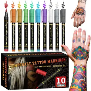 Temporary Tattoo Marker Set, Versatile Safe Non-Toxic Skin-Friendly Body Paint Pens, Ideal for Adults Kids Makeup Artists Parties