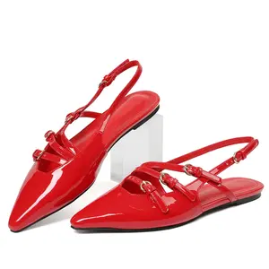 CELNEPHO Womens Fashion Flats Pointed Toe Ankle Buckle Strap Slip on Ballet Flats Party Work Casual Wedding Bridal Elegant Ballerina shoes for women Sandals