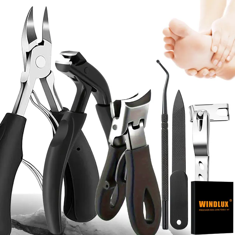 6pcs Thick ToeNail Clippers, Modern Style, High-Quality Stainless Steel, Odorless, with Nail File, Concave Blades, Suitable for Elderly, Men and Women