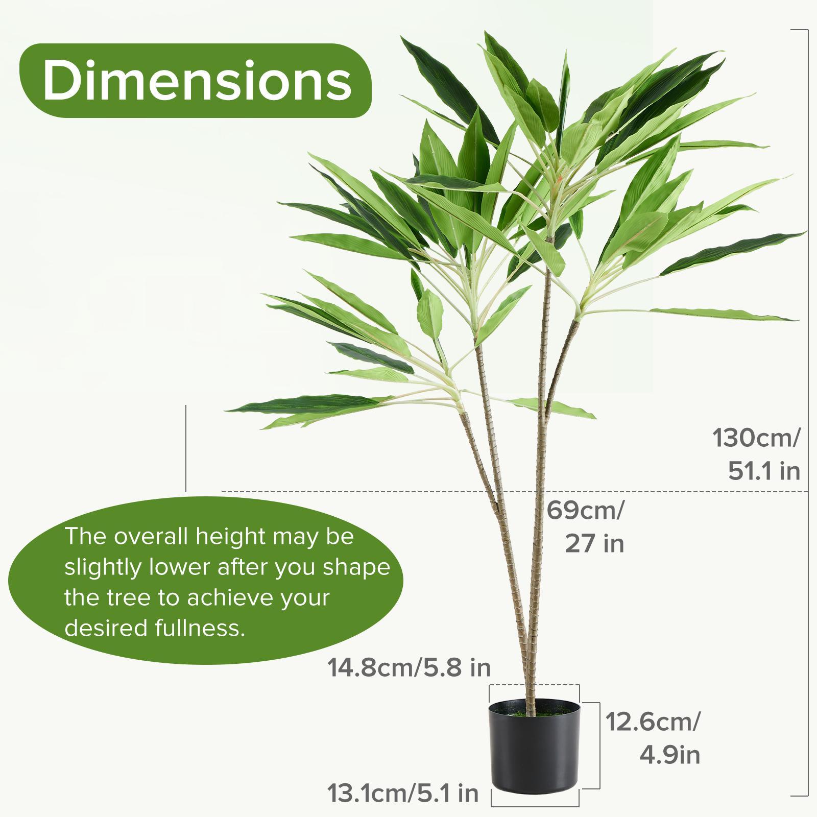 Artificial Dragon Blood Tree, Double Stalk Realistic Faux Plant for Home Office, Living Room Decor, Easy Setup Ready-to-Use Home Decorative Plant