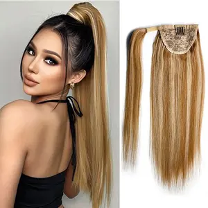 Royaomis 12in Real Hair Ponytail Extension Human Hair Fake Ponytail Hair Extensions Wrap Ponytail Human Hair Ponytail Hairpiece for Women（12- P16 24）