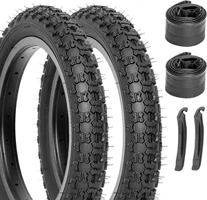 Hycline Kids Bike Tires Set：12.5/14/16/20x2.125 Inch Premium Butyl Rubber Puncture-Resistant Folding Bicycle Tires Cycling