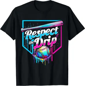 Baseball Drip Respect The Drip Player Ice Cream Sprinkles T-Shirt Kids graphic tee