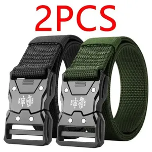 Men's Tactical Belt, Durable Stretchy Braided Nylon, Quick Release Metal Buckle With Adjustable Design, Suitable for Outdoor Hunting, Sports, Daily Wear And Gifting