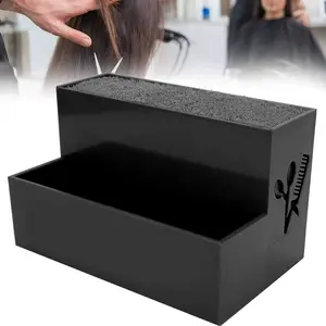 Shear Holder Rack Professional Salon Hairdressing Combs Clips Scissors Storage Box Organizer Case Barber Accessories for Hair Stylist Office Home Black