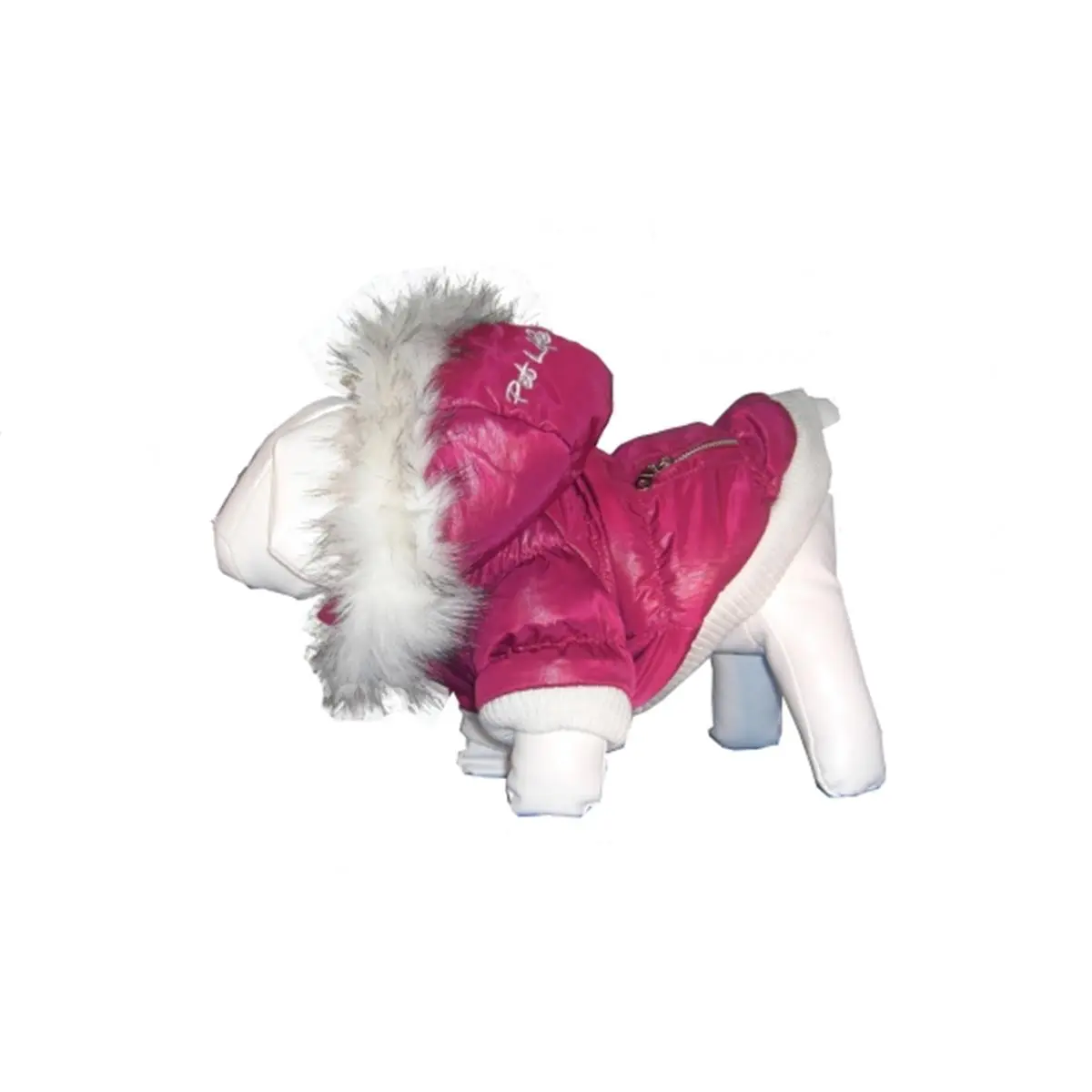 Petlife 212 MAIN XS Pink Metallic Thermal Coat - Fleece Thinsulate Heat Retention Cold Weather Jacket, Removable Hood, Tone-On-Tone Metallic Design, Back Pockets, Tone-On-Tone Design