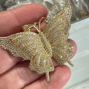 Dije de Mariposa Large Gold Plated with Rhinestones for Women's Fashion Jewelry