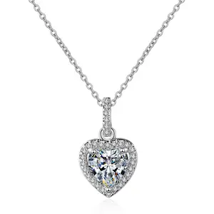 Zircon Necklace for Women Heart-shaped Full Diamond Short Clavicle Chain Simple Elegant Internet Celebrity Ins Heart Pendant Women Pendant