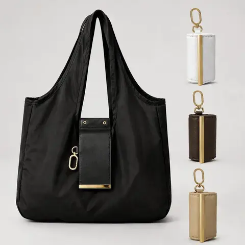 Plain Collapsible Tote Bag Keychain - Lightweight, Portable, Compact Size with Keyclip, Foldable Pouch, Minimalist Organizer, Women's Office Stationery Accessory, Home Organization Item, Ideal Gift for Women
