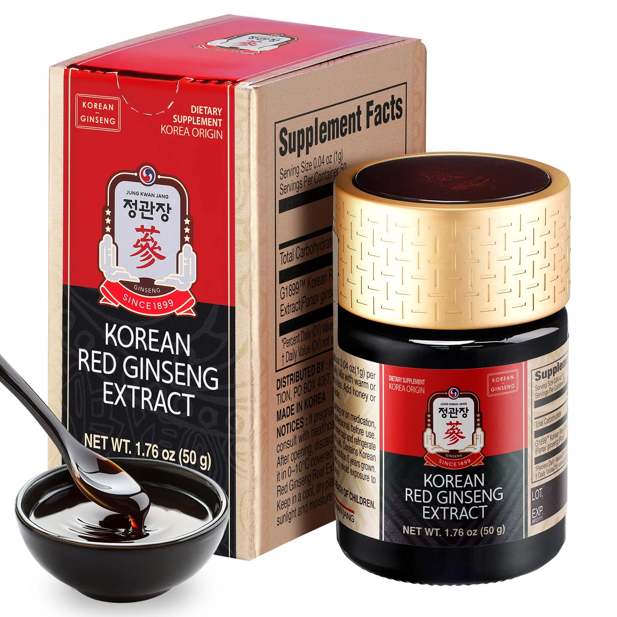 JUNG KWAN JANG Korean Red Panax Ginseng Concentrated Extract 50g/120g/240g - Korean Ginseng Roots, Boosts Immune System, Energy, Stamina, Healing/Recovery, Focus/Fatigue