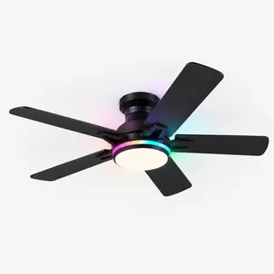 52-Inch Flush Mount Ceiling Fanlight with 5 Dual-Side Blades, 3CCT Dimmable Integrated LED, Remote & APP Control, Adjustable Lighting, Elegant LED Ambient Lighting, Modern Mood Lighting for Modern Living Space-8236