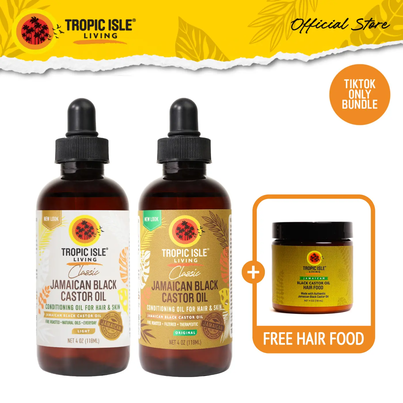 TROPIC ISLE LIVING Jamaican Black Castor Oil Duo Set - Full Size Original & Light Blend Hair Oil with Coconut, Hydrating, Lightweight Repair, Free Sample for Strengthening, Thick Hair & Daily Moisture (Haircare)