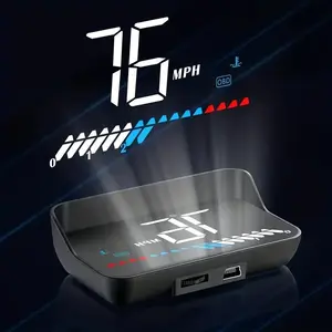 Compatible with OBD2 and GPS Car Projector, MPH/KMH Auto HUD Speedometer, Windshield Head-Up Display Alarm Projector, Car Electronic Device
