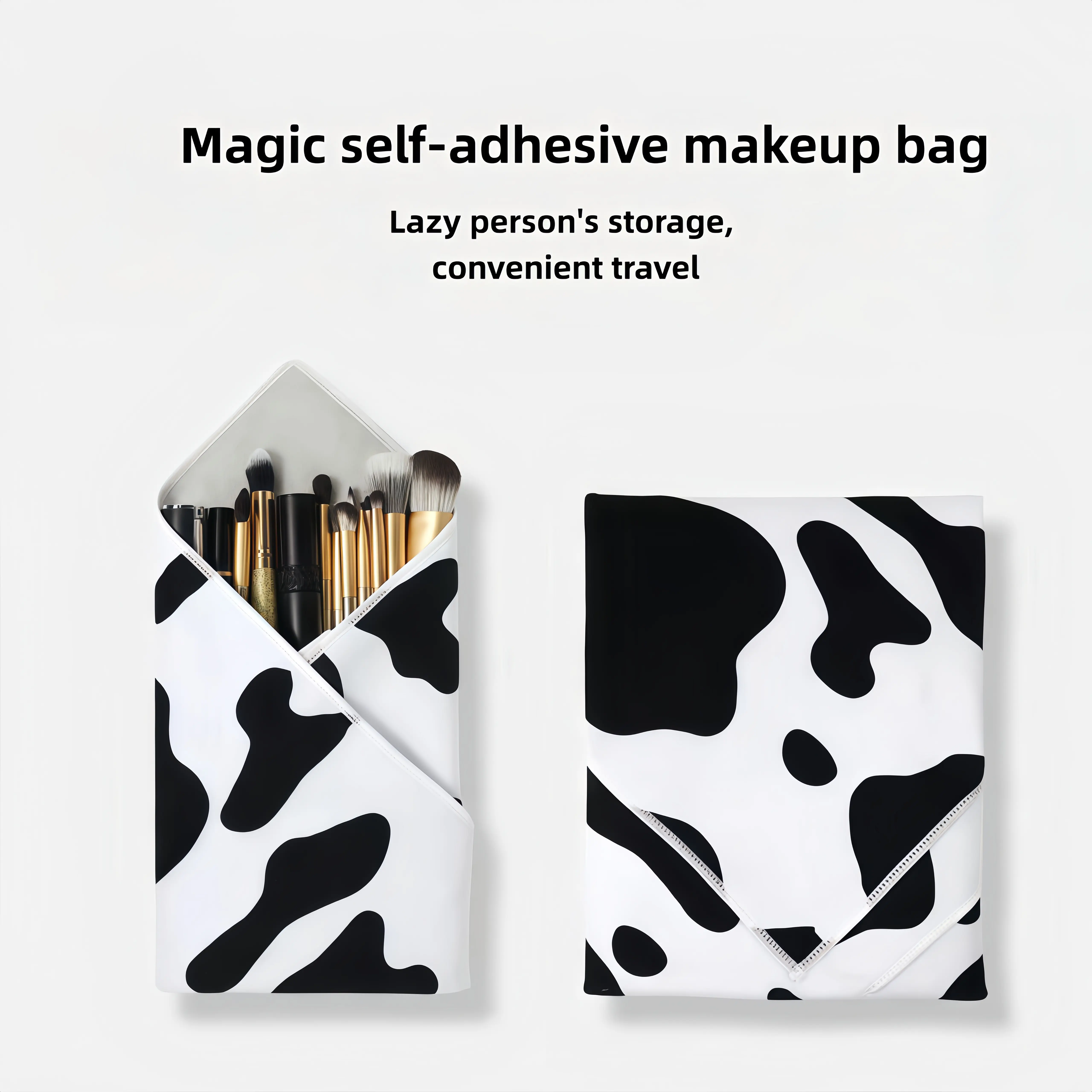 Chic Minimalist Makeup Bag, Foldable Lay-Flat Drawstring Pouch in Magical Cloth, Multi-purpose for Travel & Makeup Organization