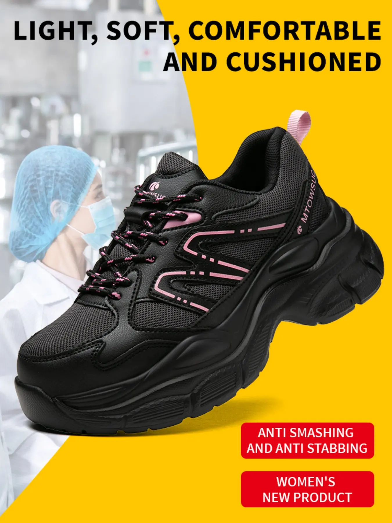 Women's Safety Shoes, Workwear Boots, Workboots, Anti-Compression & Piercing, Breathable Lightweight, Durable Fashion Work Boots, Protective Footwear