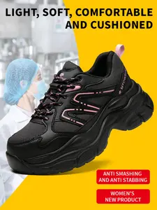 Women's Safety Shoes, Workwear Boots, Anti-Compression & Piercing, Breathable Lightweight, Durable Fashion Work Boots, Protective Footwear