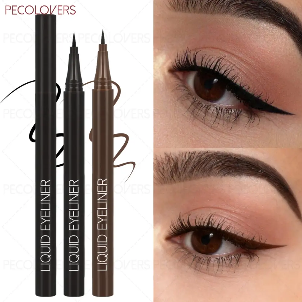 3 Pcs Long-Lasting Brown Liquid Eyeliner Pen - Waterproof and Smudge-Proof, Smooth To Slide, High Pigmented Rendering, Bold Eye Makeup Looks, Water Eyeliner, Daily Makeup, Eyeline Cosmetic, Ideal Christmas Gifts