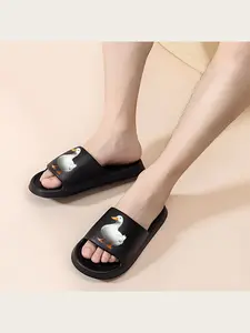 Cute White Duck Print Slippers for Women Men Soft Comfortable Home Indoor Non-Slip House Shoes Lightweight Warm Winter Summer Slipper Footwear