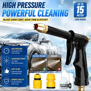 Home high-pressure car wash gun with booster nozzle and adapter, portable handheld sprayer, car washing tool, adjustable jet spray, essential for watering plants and vegetables, car washing, garden cleaning, pet bathing, and outdoor rinsing.