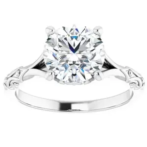 3Ct Moissanite Vintage Engagement Solitaire Ring 14k White Yellow or Rose Gold