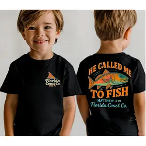 He Called Me to Fish Youth Comfort Colors T-shirt |   Christian Kids Fishing Tee |   Bible Verse T-shirt Matthew 4:19 |   Faith Beach T-Shirt