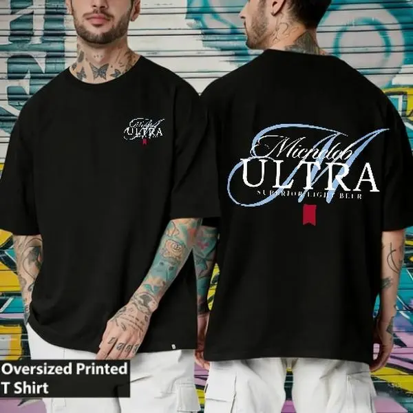 Men's Superior Light Beer Graphic Tee, Casual Double-Sided Printed T-Shirt, 100% Cotton,Fashionable Spring/Summer Top,Soft Material,Size S-5XL