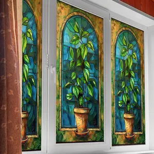 Leaf Pattern Static Cling Window Sticker, 1 Sheet Double Sided Window Decal, Decorative Sticker for Home Living Room Bedroom, Ornaments