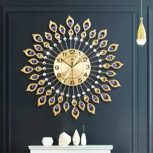 DIY Wall Clock for Living Room Peacock Home Decoration Silent Gorgeous