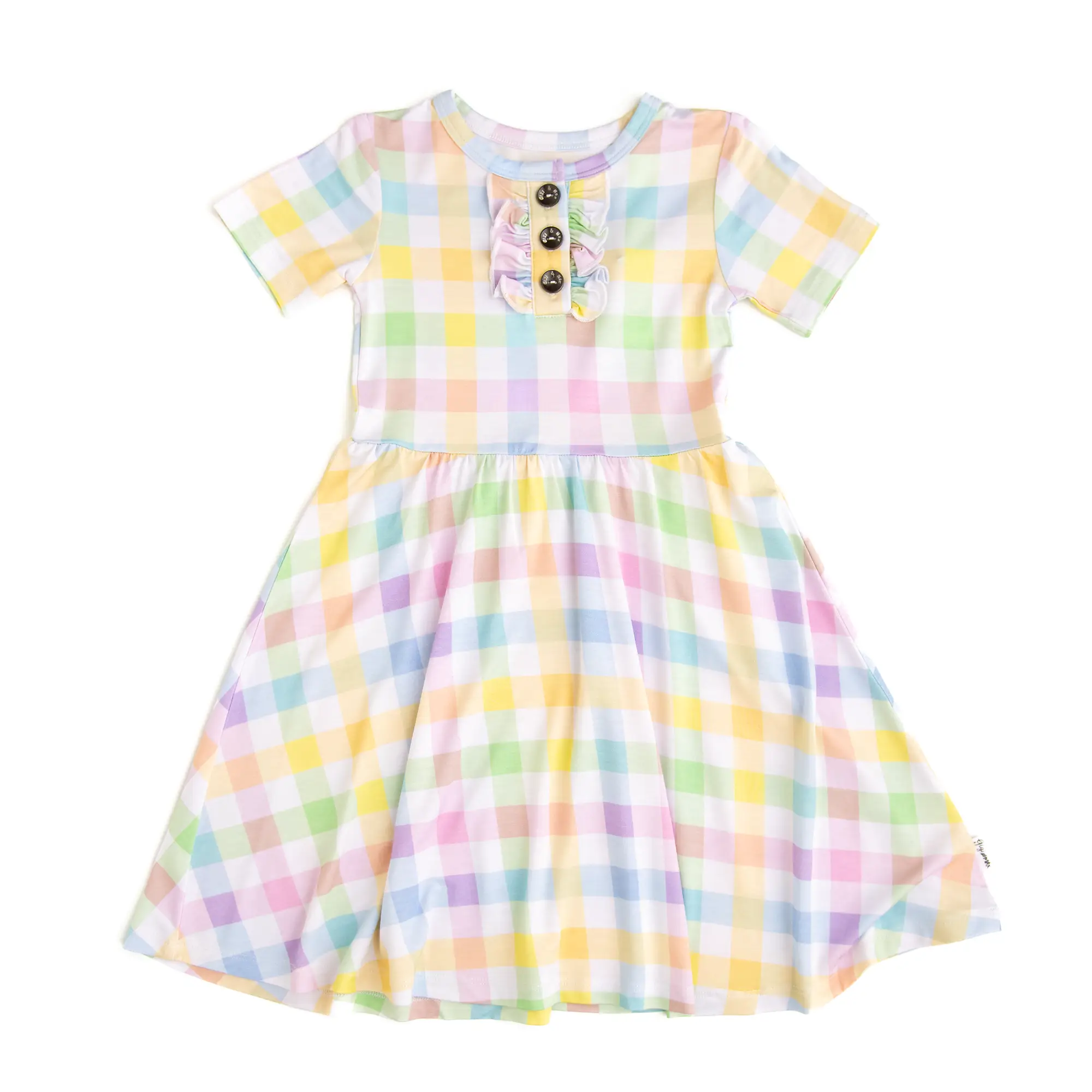 Winnie Pastel Plaid TUTU DRESS Bamboo Girls Toddler Easter Plaid Knee Length Dress Gigi and Max