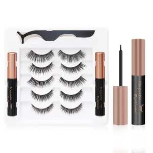 5 Pairs Magnetic Lashes & Magnetic Eyeliner Kit With tweezers, Eyelash Set, Party Festival MakeupLash Extension No Glue Needed, Magnetic Lashes Natural Looking &Reusable. Great For Beginner