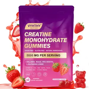 VYHTHY Creatine Monohydrate Gummies - 5000 mg per serving Creatine, Collagen, Bcaas, Inositol Gluten Free Vitamins Dietary