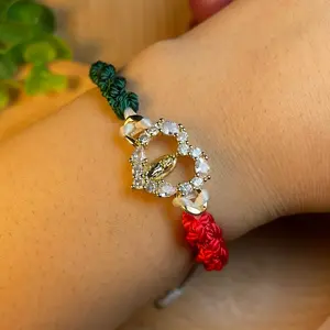 Mexican flag Virgin Mary bracelet 18k gold plated